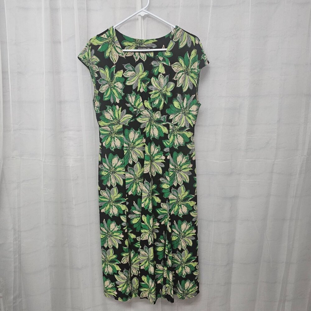 Jones New York Dress Green Midi Floral Boho Retro 16 - Picture 8 of 12
